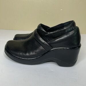 B.O.C. Nurse’s PEGGY Clogs Black Pebble Leather Cushioned Insole Comfort 6.5M